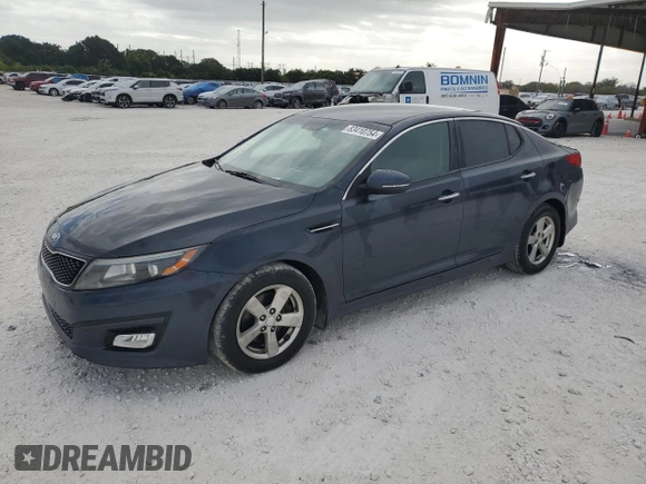 2015 Kia Optima LX with VIN KNAGM4A79F5604807, listed as a Copart auction lot 83410754 with 126,618 mi miles and Salvage Title. Bid and sale history available at DreamBid. Image 1.