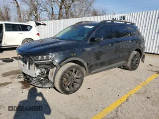 2021 Kia Sorento SX Prestige X-Line with VIN 5XYRKDLFXMG040160, listed as a Copart auction lot 87227654 with 89,529 mi miles and Salvage Title. Bid and sale history available at carsss.com. Image 1.