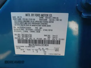 2020 Ford EcoSport SE with VIN MAJ3S2GEXLC325834, listed as a IAAI auction lot 42027101 with 56,009 mi miles and . Bid and sale history available at DreamBid. Image 9.