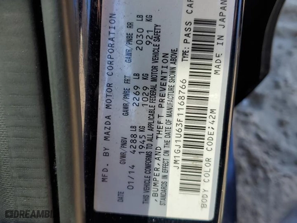 2015 Mazda Mazda6 i Sport with VIN JM1GJ1U63F1168766, listed as a Copart auction lot 48600875 with 217,228 mi miles and Salvage Title. Bid and sale history available at carsss.com. Image 13.