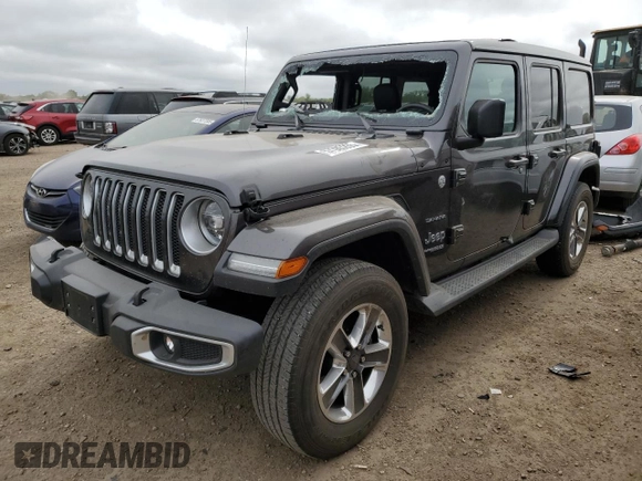 2018 Jeep Wrangler Unlimited Sahara with VIN 1C4HJXEN7JW295223, listed as a Copart auction lot 57385265 with 29,662 mi miles and Salvage title. Bid and sale history available at DreamBid. Image 1.