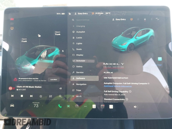 2022 Tesla Model Y Performance with VIN 7SAYGDEF0NF447541, listed as a IAAI auction lot 41762592 with 41,204 mi miles and . Bid and sale history available at DreamBid. Image 18.