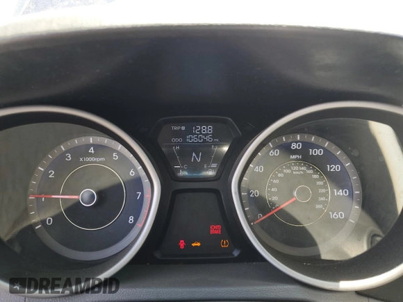 2013 Hyundai Elantra GLS with VIN KMHDH4AE7DU487588, listed as a Copart auction lot 62098015 with 106,046 mi miles and Salvage title. Bid and sale history available at DreamBid. Image 9.