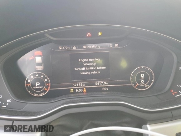 2017 Audi A4 Prestige with VIN WAUFNAF45HN035544, listed as a Copart auction lot 46714815 with 52,159 mi miles and Salvage Title. Bid and sale history available at carsss.com. Image 9.
