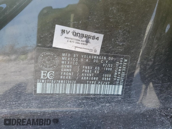 2022 Volkswagen Jetta GLI Autobahn z VIN 3VW2T7BU7NM028520, wystawiony jako Copart lot #44711365 z przebiegiem 40 536 mil mil oraz Szkoda całkowita • Salvage title. Historia ofert i sprzedaży dostępna na DreamBid. Obrazek 12.