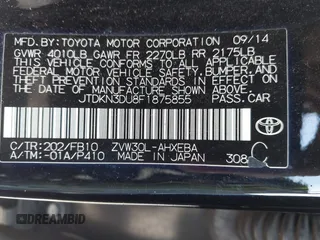 2015 Toyota Prius Four with VIN JTDKN3DU8F1875855, listed as a IAAI auction lot 41942209 with 275,120 mi miles. Bid and sale history available at carsss.com. Image 9.