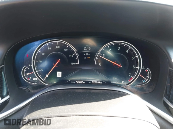 2019 BMW 7 Series 750i with VIN WBA7F0C5XKGM25771, listed as a IAAI auction lot 42167614 with 73,692 mi miles. Bid and sale history available at carsss.com. Image 7.