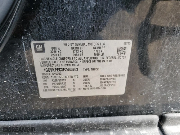 2015 Chevrolet Silverado 1500 LS with VIN 1GCVKPEC3FZ440763, listed as a Copart auction lot 45658275 with 196,728 mi miles and Salvage Title. Bid and sale history available at carsss.com. Image 12.