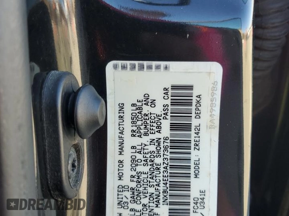 2010 Toyota Corolla with VIN 1NXBU4EE3AZ373676, listed as a Copart auction lot 41340625 with 316,640 mi miles and Clean Title. Bid and sale history available at DreamBid. Image 12.