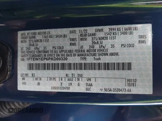 2023 Ford F-150 XL with VIN 1FTEW1EP6PKD00320, listed as a IAAI auction lot 41562733 with 19,468 mi miles. Bid and sale history available at carsss.com. Image 9.