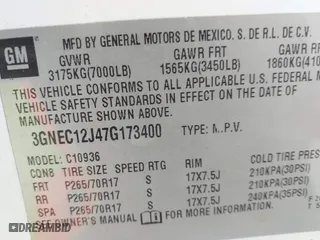 2007 Chevrolet Avalanche LTZ with VIN 3GNEC12J47G173400, listed as a IAAI auction lot 42027376 with 1 mi miles. Bid and sale history available at carsss.com. Image 9.