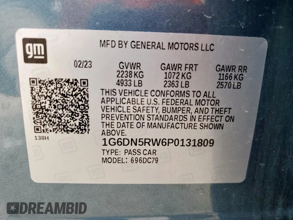 2023 Cadillac CT5 Premium Luxury with VIN 1G6DN5RW6P0131809, listed as a Copart auction lot 67114565 with 14,064 mi miles and Salvage title. Bid and sale history available at DreamBid. Image 12.