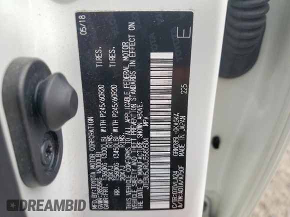2018 Toyota 4Runner SR5 with VIN JTEBU5JR0J5580504, listed as a Copart auction lot 53732815 with 79,438 mi miles and Salvage Title. Bid and sale history available at DreamBid. Image 13.