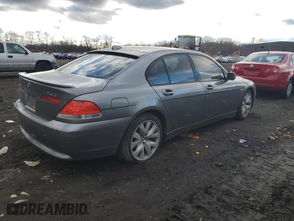 2004 BMW 7 Series 745i with VIN WBAGL63444DP71760, listed as a Copart auction lot 82377444 with 289,762 mi miles and Salvage Title. Bid and sale history available at DreamBid. Image 3.