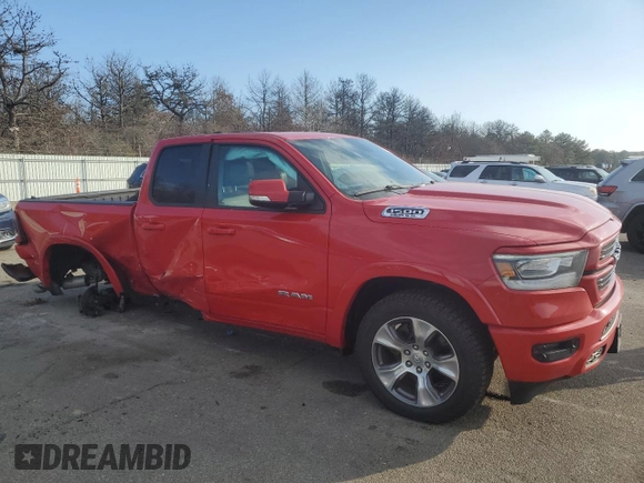 2020 Ram 1500 Laramie with VIN 1C6SRFDT9LN401373, listed as a Copart auction lot 88947705 with 52,161 mi miles and Salvage Title. Bid and sale history available at carsss.com. Image 4.