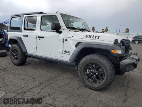 2022 Jeep Wrangler Unlimited Willys with VIN 1C4HJXDN3NW263019, listed as a Copart auction lot 80933014 with 16,231 mi miles and Salvage Title. Bid and sale history available at DreamBid. Image 4.