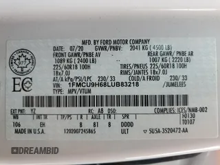 2020 Ford Escape SEL с VIN 1FMCU9H68LUB83218, выставлен на аукционе Copart как лот 59415395 с пробегом 40 712 миль миль и Списание • Salvage title. История ставок и продаж доступна на DreamBid. Изображение 12.