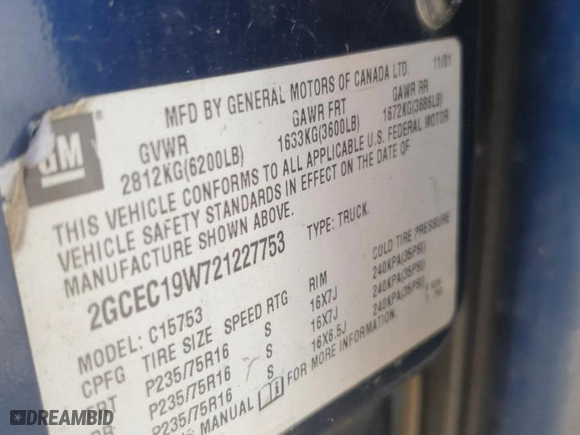2002 Chevrolet Silverado 1500 LS with VIN 2GCEC19W721227753, listed as a Copart auction lot 81336144 with 0 mi miles and Salvage Title. Bid and sale history available at carsss.com. Image 13.