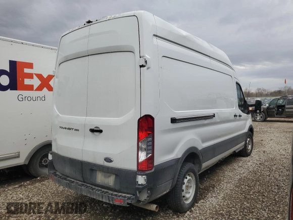 2023 Ford Transit Cargo with VIN 1FTBR1X86PKA91709, listed as a Copart auction lot 50389085 with 107,777 mi miles and Salvage title. Bid and sale history available at DreamBid. Image 3.