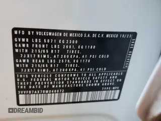 2024 Volkswagen Tiguan S с VIN 3VVFB7AX7RM046672, выставлен на аукционе Copart как лот 86002274 с пробегом 15 211 миль миль и Списание • Salvage title. История ставок и продаж доступна на DreamBid. Изображение 13.