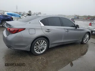 2023 Infiniti Q50 Luxe with VIN JN1EV7BR6PM541314, listed as a Copart auction lot 49377505 with 23,601 mi miles and Salvage title. Bid and sale history available at DreamBid. Image 3.