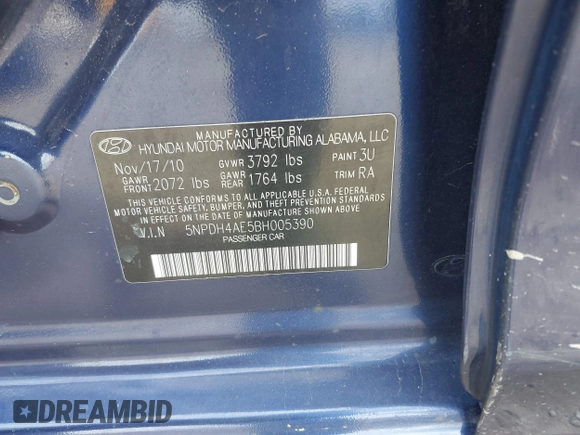 2011 Hyundai Elantra Limited с VIN 5NPDH4AE5BH005390, выставлен на аукционе IAAI как лот 41855803 с пробегом 155 406 миль миль и . История ставок и продаж доступна на DreamBid. Изображение 9.