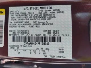2015 Ford Fusion SE with VIN 3FA6P0HD4FR190767, listed as a IAAI auction lot 42671739 with 59,114 mi miles and . Bid and sale history available at DreamBid. Image 9.