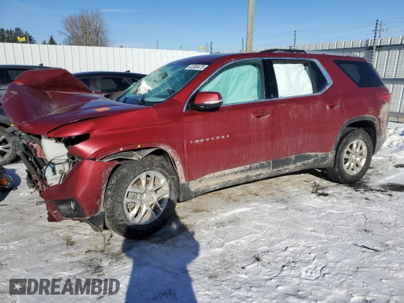 2018 Chevrolet Traverse LT Cloth z VIN 1GNERGKW7JJ126588, wystawiony jako Copart lot #42369475 z przebiegiem Nie podano mil oraz Czysty tytuł • Clean title. Historia ofert i sprzedaży dostępna na DreamBid. Obrazek 1.