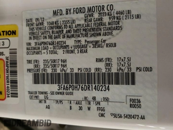 2013 Ford Fusion SE with VIN 3FA6P0H76DR140234, listed as a Copart auction lot 45180695 with 149,999 mi miles and Salvage Title. Bid and sale history available at carsss.com. Image 14.