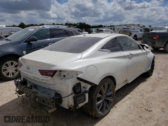2020 Infiniti Q60 Red Sport 400 with VIN JN1FV7EL4LM460320, listed as a Copart auction lot 47488983 with 57,431 mi miles and . Bid and sale history available at DreamBid. Image 3.