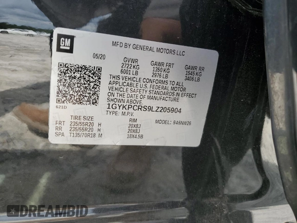 2020 Cadillac XT6 FWD Premium Luxury with VIN 1GYKPCRS9LZ205904, listed as a Copart auction lot 60575174 with 90,432 mi miles and Salvage Title. Bid and sale history available at carsss.com. Image 16.