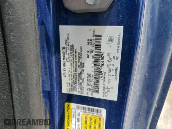 2022 Ford Mustang EcoBoost with VIN 1FA6P8TH7N5110260, listed as a Copart auction lot 54496815 with 69,210 mi miles and Salvage title. Bid and sale history available at DreamBid. Image 13.