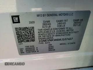 2021 Chevrolet Traverse High Country with VIN 1GNEVNKW6MJ107437, listed as a Copart auction lot 36757224 with Not Provided miles and Salvage Title. Bid and sale history available at carsss.com. Image 13.