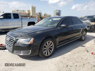 2012 Audi A8 L with VIN WAURVAFD8CN008733, listed as a Copart auction lot 49976375 with 140,430 mi miles and Salvage Title. Bid and sale history available at carsss.com. Image 1.