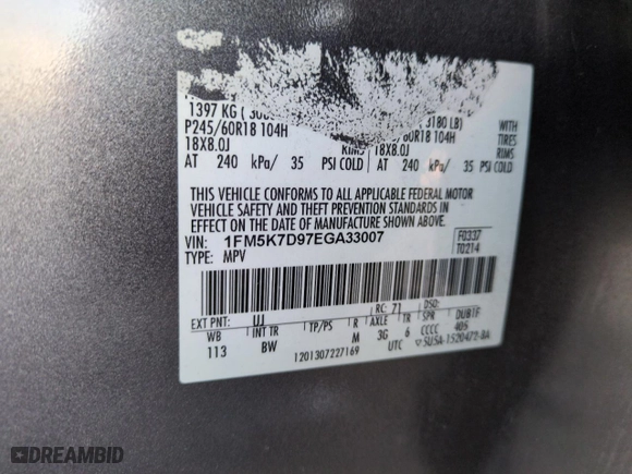 2014 Ford Explorer XLT with VIN 1FM5K7D97EGA33007, listed as a Copart auction lot 82431224 with 131,083 mi miles and Salvage Title. Bid and sale history available at carsss.com. Image 13.