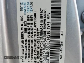 2013 Acura RDX with VIN 5J8TB4H33DL014218, listed as a Copart auction lot 64836805 with 226,267 mi miles and Salvage title. Bid and sale history available at DreamBid. Image 13.