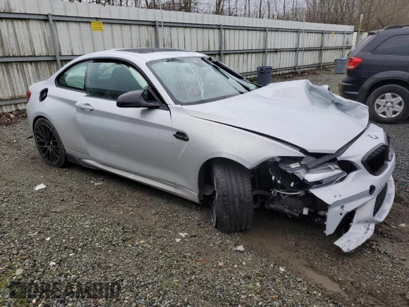 2020 BMW M2 Competition with VIN WBS2U7C02L7E10470, listed as a Copart auction lot 87108934 with 0 mi miles and Salvage Title. Bid and sale history available at carsss.com. Image 4.