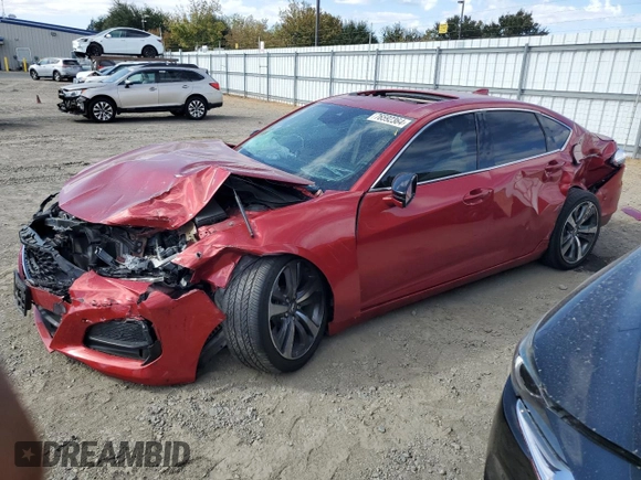 2021 Acura TLX w/Advance Package with VIN 19UUB5F61MA009716, listed as a Copart auction lot 76592364 with 0 mi miles and Salvage Title. Bid and sale history available at carsss.com. Image 1.