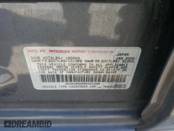 2009 Mitsubishi Lancer GTS with VIN JA3AU86W59U001099, listed as a Copart auction lot 73023864 with 200,554 mi miles and Salvage Title. Bid and sale history available at carsss.com. Image 14.