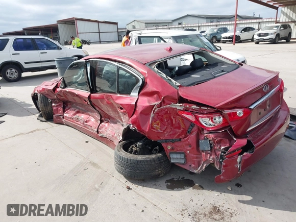 2015 Infiniti Q50 with VIN JN1BV7AP1FM347808, listed as a IAAI auction lot 41781327 with 57,140 mi miles and . Bid and sale history available at carsss.com. Image 3.