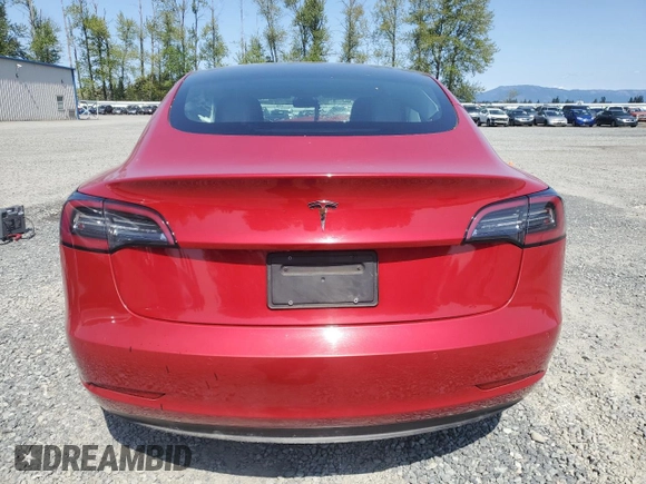 2022 Tesla Model 3 with VIN 5YJ3E1EA7NF369811, listed as a Copart auction lot 54386705 with 80,478 mi miles and Salvage Title. Bid and sale history available at DreamBid. Image 6.