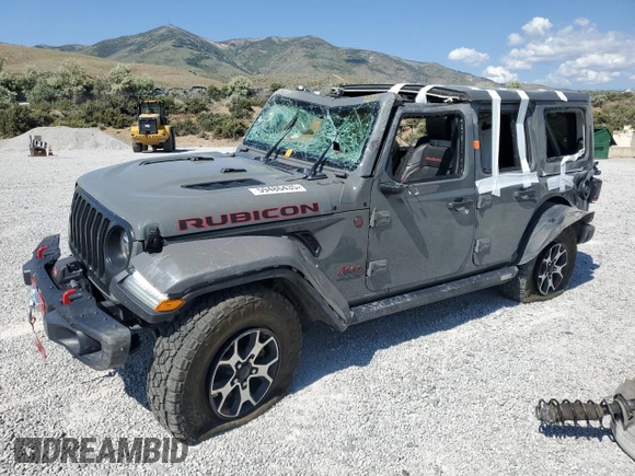 2020 Jeep Wrangler Unlimited Rubicon with VIN 1C4HJXFG4LW334160, listed as a Copart auction lot 59486435 with Not provided miles and Salvage title. Bid and sale history available at DreamBid. Image 1.