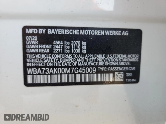 2021 BMW 2 Series 228i xDrive with VIN WBA73AK00M7G45009, listed as a Copart auction lot 55251173 with 10,921 mi miles. Bid and sale history available at carsss.com. Image 14.