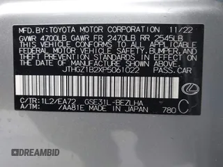 2023 Lexus IS with VIN JTHGZ1B2XP5061022, listed as a IAAI auction lot 41889340 with 28,741 mi miles. Bid and sale history available at carsss.com. Image 9.