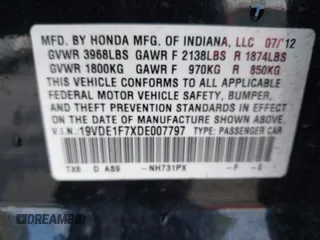 2013 Acura ILX Tech Pkg with VIN 19VDE1F7XDE007797, listed as a IAAI auction lot 41904415 with 240,310 mi miles. Bid and sale history available at carsss.com. Image 9.
