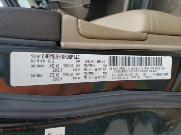 2011 Jeep Grand Cherokee Overland with VIN 1J4RR6GT4BC713527, listed as a Copart auction lot 49399445 with 145,242 mi miles and Salvage Title. Bid and sale history available at carsss.com. Image 13.