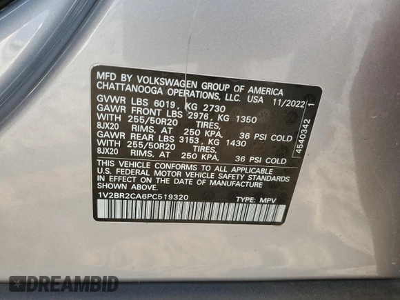 2023 Volkswagen Atlas SEL z VIN 1V2BR2CA6PC519320, wystawiony jako Copart lot #69646164 z przebiegiem 31 363 mil mil oraz Szkoda całkowita • Salvage title. Historia ofert i sprzedaży dostępna na DreamBid. Obrazek 13.