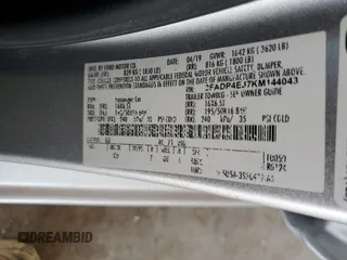 2019 Ford Fiesta SE with VIN 3FADP4EJ7KM144043, listed as a Copart auction lot 42616965 with 113,669 mi miles and Salvage Title. Bid and sale history available at DreamBid. Image 14.