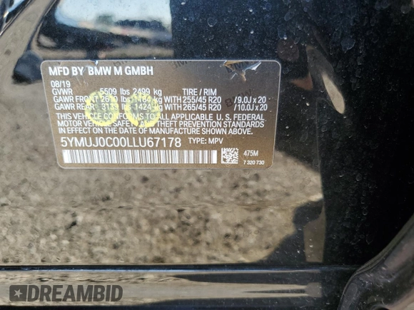 2020 BMW X4 M z VIN 5YMUJ0C00LLU67178, wystawiony jako Copart lot #73831723 z przebiegiem 36 724 mil mil oraz . Historia ofert i sprzedaży dostępna na DreamBid. Obrazek 16.