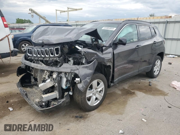 2022 Jeep Compass Latitude with VIN 3C4NJDBB2NT124371, listed as a Copart auction lot 55983855 with Not provided miles and Salvage title. Bid and sale history available at DreamBid. Image 1.